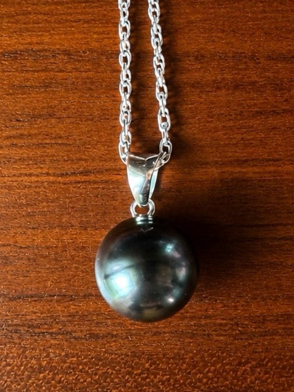 925 Sterling Silver Genuine Tahitian Pearl Pendant Necklace with 925 Chain 18”